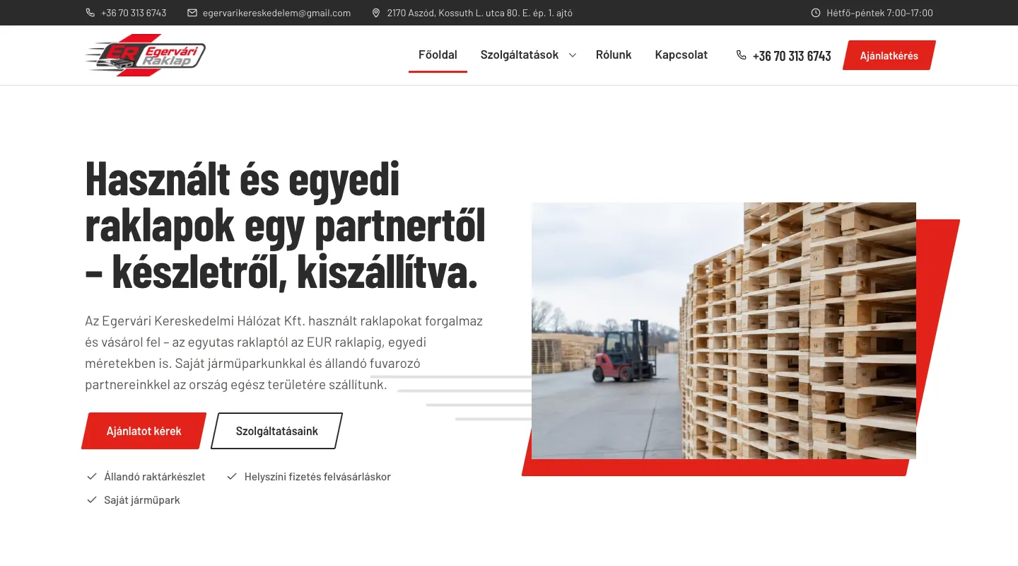 Egervariraklap.hu - Weboldal – képernyőkép