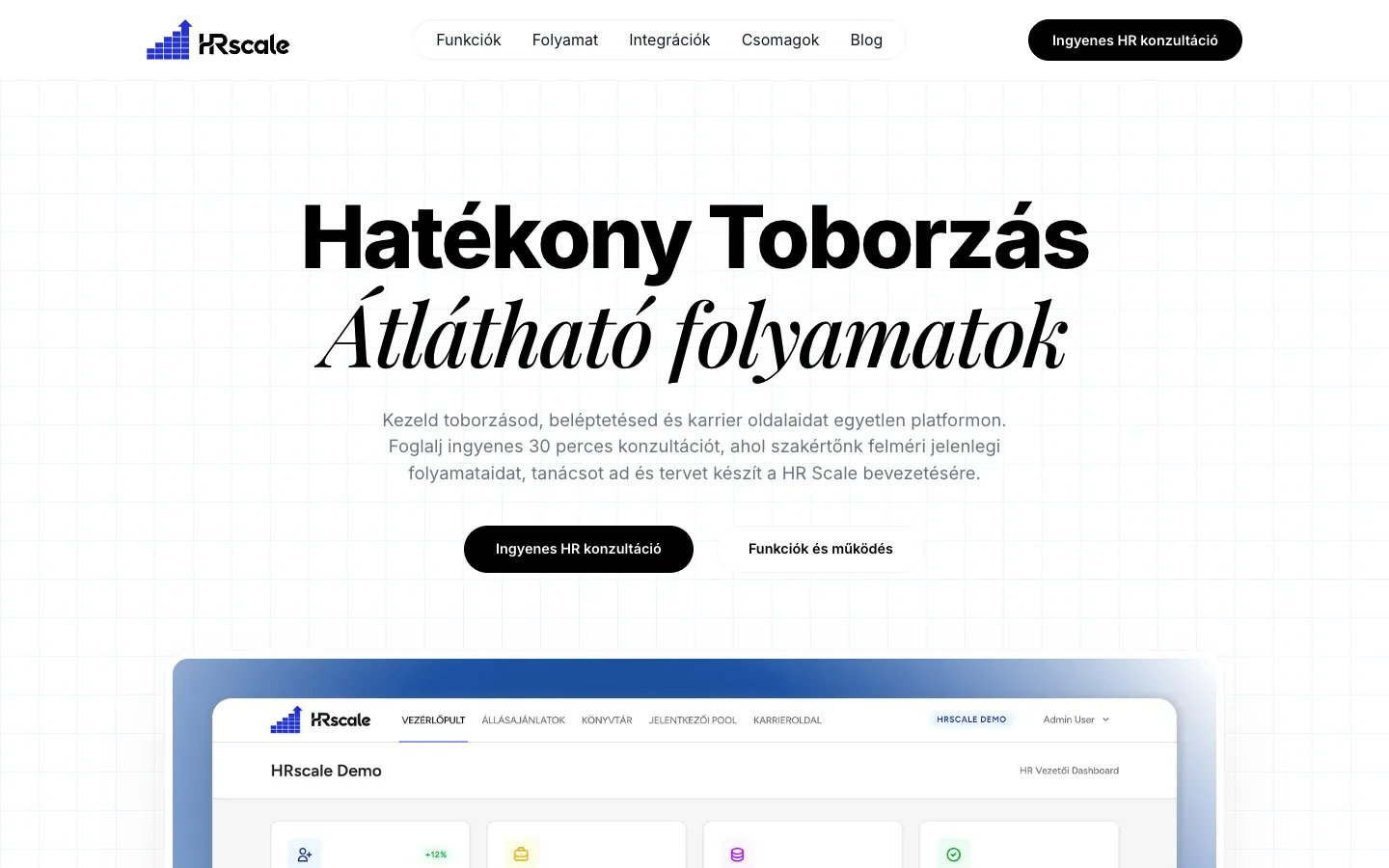 HRscale.eu - SaaS weboldal – képernyőkép