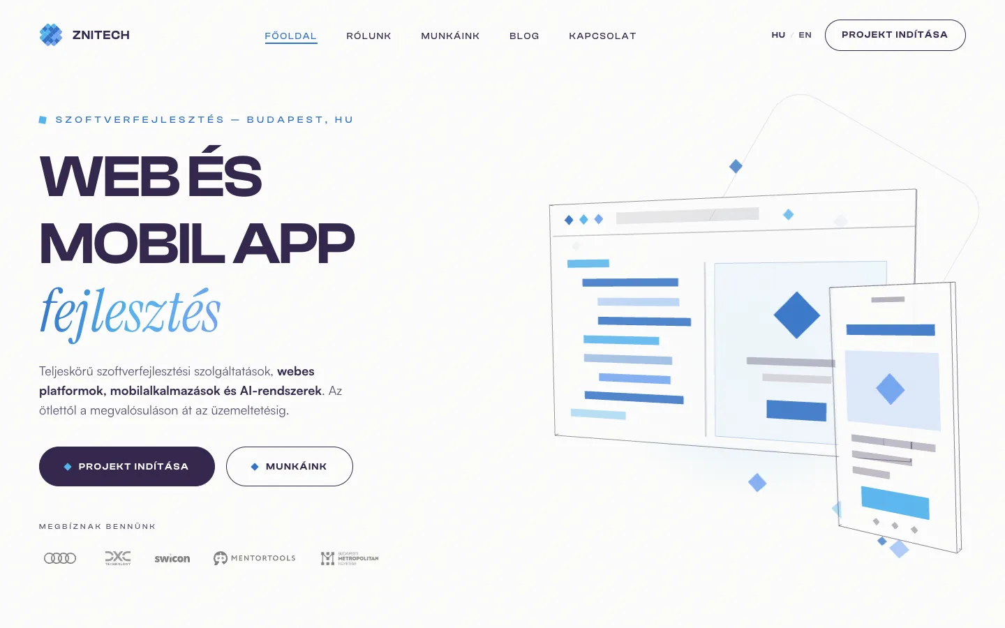 ZNiTech.io - Céges weboldal – képernyőkép