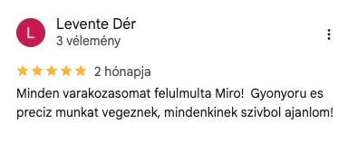 Dér Levente ötcsillagos Google értékelése a ModernWebről